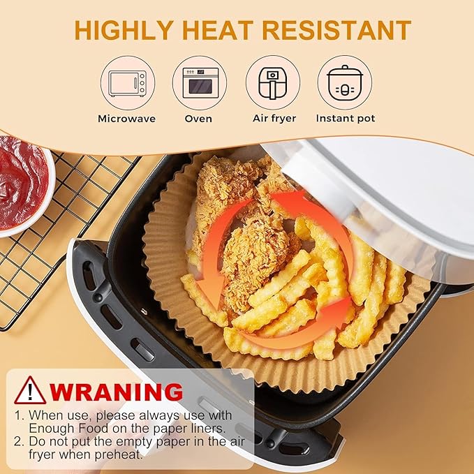 400 Pcs Air Fryer Paper Liners, 6.5" Square Air Fryer Liners Disposable, Heavy-Duty Parchment Paper for 2-4 qt Airfryer Basket, Non-Stick & Grease-Proof Baking Liner for Oven Pan