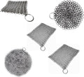 Mythrojan Cast Iron Scrubber Premium 316L Stainless Steel Skillet Cleaner 5 Pack Cast Iron Chaimail Scrubber for Pan, Hard Anodized Cookware, Dutch Oven BBQ Grill, Wok, Cooking Pot