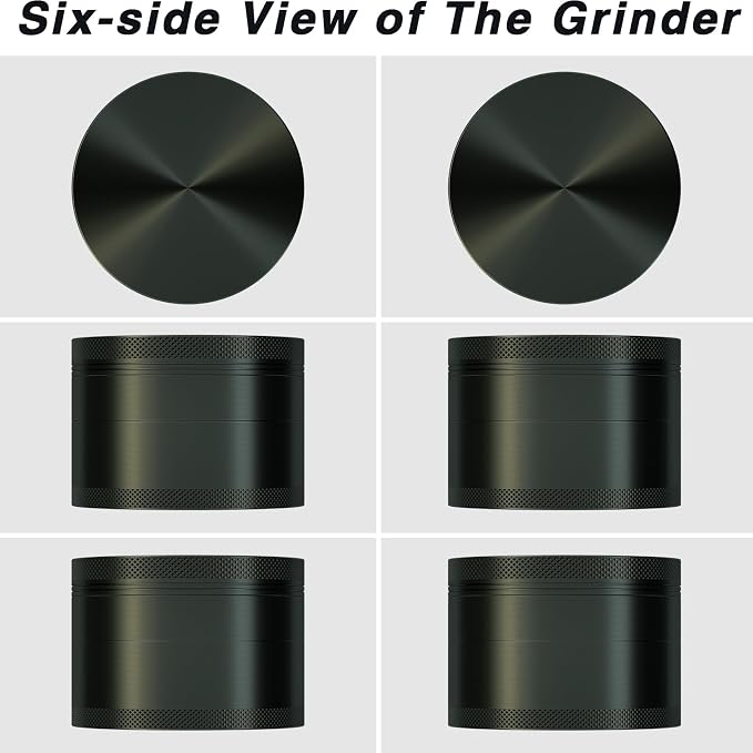 3 Inch Spice Grinder with Storage Compartment, Essential Kitchen Tool(Aluminum Alloy, Black)