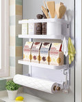 Magnetic Spice Rack for Refrigerator Magnetic Paper Towel Holder for Fridge Magnetic Shelf Magnetic Shelves Fridge Magnet Organizer Spice Rack Kitchen Organization Kitchen Storage(White)