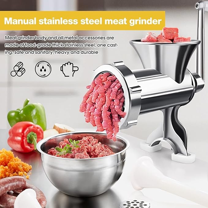 Meat Grinder Manual Mincer - Manual Meat Grinder Sausage Maker Table Mount Pork Mincer Sausage Stuffer Funnel Make Homemade Burger Patties Hand Operated Kitchen Tool-d1