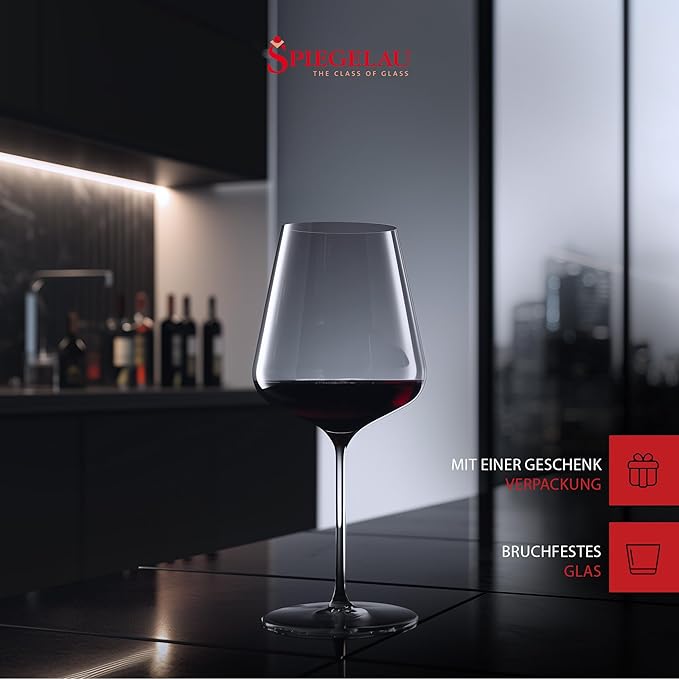 Spiegelau Definition Bordeaux Wine Glasses Set of 2 – Large Red Wine Glasses for Cabernet Sauvignon & Merlot – Lead-Free Crystal Stemware for Home Bar & Special Occasions