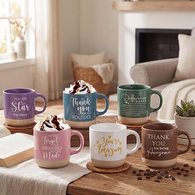 Didaey 20 Pcs Thank You Mugs Bulk Appreciation Gifts for Employee Coworkers Staff Teachers Motivational Ceramic Coffee Mugs Thank You Farewell Going Away Gifts for Coworkers(Bright)