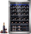 Electactic 4.4 Cu.ft Wine Cooler Refrigerator, 37 Bottle Freestanding Cabinet Wine Cellars, Wine Fridge with Glass Door for Home Use, Protecting Your Reds, Silver