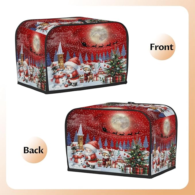 Christmas Santa Claus Xmas Decor Toaster Cover 2 Slice Dust and Fingerprint Protection Toaster Bread Maker Covers Washable Kitchen Small Appliance Covers for Kitchen Accessories Decor Bakeware Gift