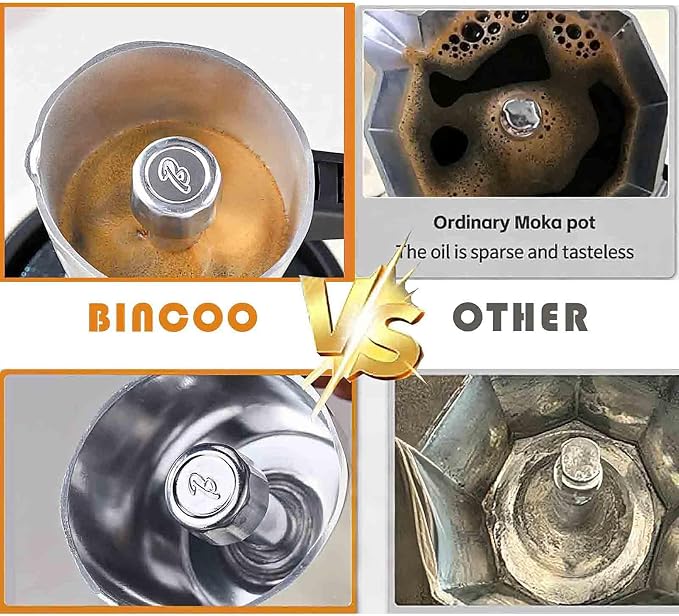 Bincoo Moka Pot 2 Cup，Espresso Maker Stove Top，Italian Coffee Maker，Mocha Pots，Stovetop Espresso Maker，Espresso Stove Top Coffee Maker，Mokapot Greca Coffee Maker Mocha Pot（Black