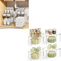 Delamu 2-Tier Clear Stackable Under Sink Organizers 2 Sets & Set of 4 Acrylic Shelf Riser, Cabinet Organizer Shelf for Kitchen
