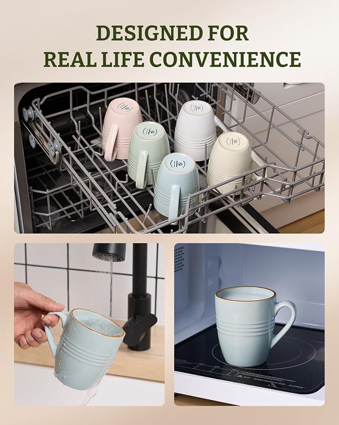 famiware Jupiter Coffee Mugs Set of 4, 13oz Coffee Mug, Microwave and Dishwasher Safe, Coffee Cups with Handle for Coffee, Tea, Cocoa, Milk, Multi-color