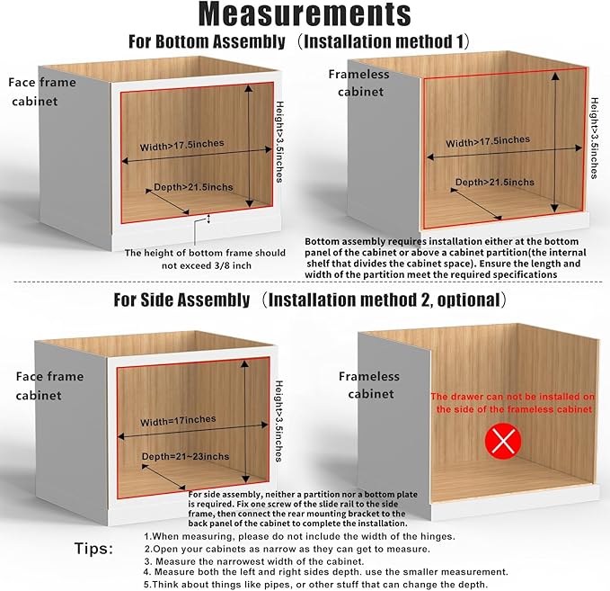 Mulush 16”W x 21”D x 3‘’H Soft Close Slide Out Wood Drawer Organizer for Kitchen, Finished, (Cabinet Opening>17.5 inches for Bottom Assembly, Opening= 17 inches for Side Assembly)