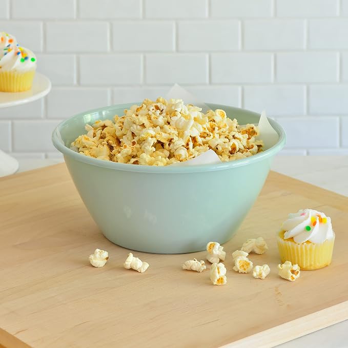 Youngever 11 inch 120 Ounce Plastic Mixing and Serving Bowls, Large Popcorn Bowls, Salad Bowls, Chip and Dip Serving Bowls, Set of 9 (Urban)