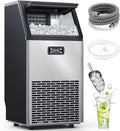 Electactic Commercial Ice Maker Machine,100lbs/24H Stainless Steel Ice Machine,33lbs Storage, Auto Self-Cleaning Freestanding Ice Maker, Ice Machine Freestanding for Bar/Cafe/Restauran-Silver