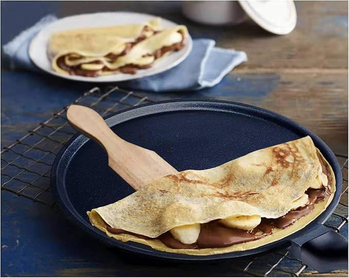 S·KITCHN Crepe Pan Nonstick Dosa Pan for Roti Indian, Non-Stick Pancake Griddle Compatible with Induction Cooktop, Comal for Tortillas - 11IN