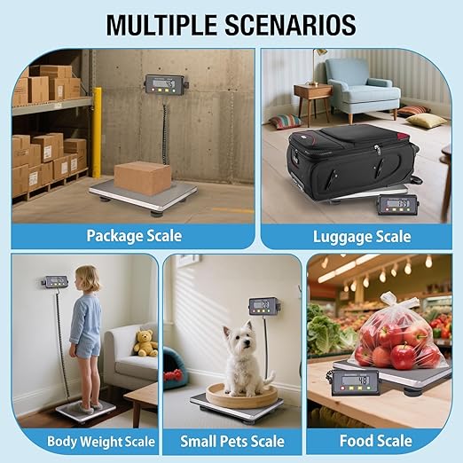 SurmountWay Large Shipping Scale, 440lb/0.2lb Digital Postal Scale with Tare/Count/Auto-Off Function, High Accurate Shipping Scale for Packages,Small Business,Luggage,Warehouse,Home (15.3"x11.8")