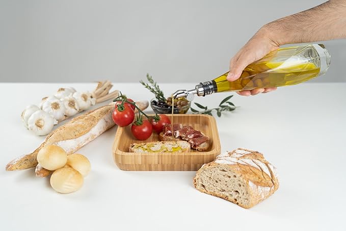 FYGO Diamond Lux Olive Oil Bottle Dispenser - Olive Oil Container- Oil and Vinegar Dispenser Set with Pourer and Funnel - Bottle for Kitchen - 350ml - Set of 2