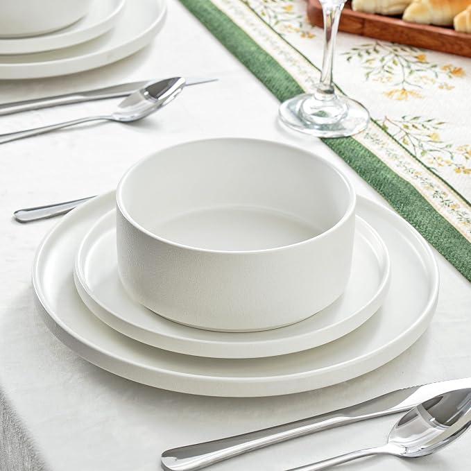 26 OZ Ceramic Cereal Bowls Set, 6 Inch, Set of 4, Modern White | Handcrafted, Dishwasher & Microwave Safe, For Breakfast, Soups, Oatmeal, Ramen, Pho, Udon, Soba