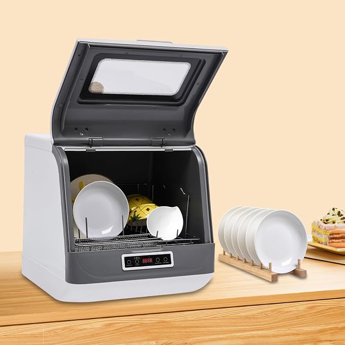 Portable Dishwasher,800W Countertop Stainless Steel Mini Dishwasher With 3 Washing Programs,110v Multi-Functional Large Capacity Dishwasher For Apartments,Dorms, Kitchens,Campers/Rvs