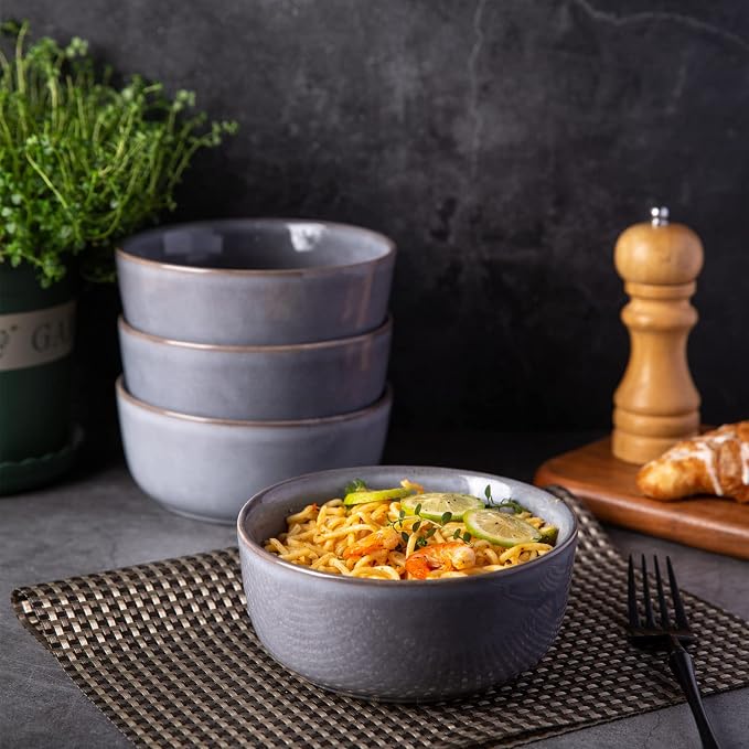 AmorArc Stoneware Dinnerware Sets,Round Reactive Ceramic Plates and Bowls Sets,Highly Scrath Resistant | Dishwasher & Microwave Safe Dishes,Service for 4 (12pc)