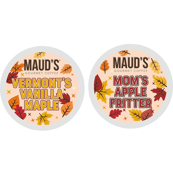 Maud’s Maple Vanilla & Apple Fritter Flavored Coffee Pods Variety Pack, 36 ct, Medium Roast Single Serve Pods – 100% Arabica Coffee, Compatible with Keurig K Cups Maker