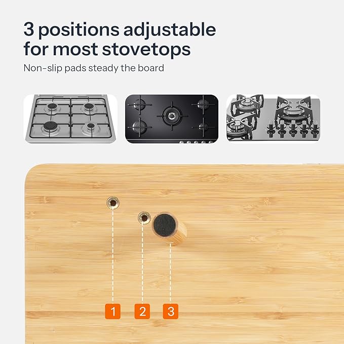 HOOBRO Bamboo Stove Top Cover, Noodle Board Stove Cover with Removable Legs, Stove Top Cover Board for 30”x22” Electric Stove, Gas Burners, Stove Cover Cutting Board for Sink, Oven, Natural YL76TL01