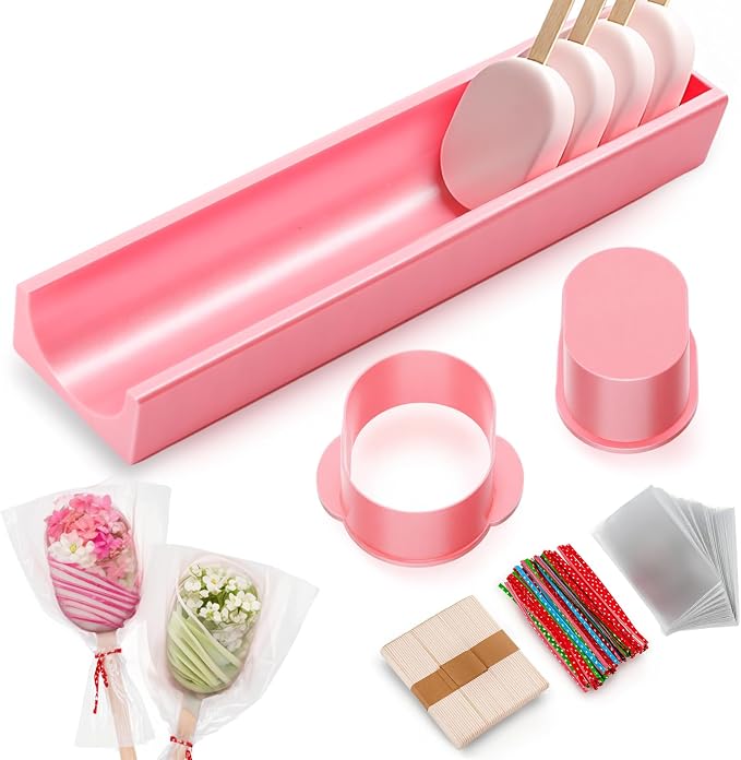 Cakesicle Cutter, Cakesicle Mold Set with 9in Tray, Cake Pop Mold with 100 Sticks, 100 Bags and 100 Ribbons, Baking Tools for Baby Shower Home Birthday Parties Wedding Desserts