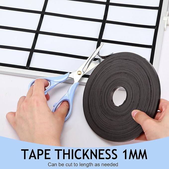 Tellegloww Black Magnetic Tape Roll Thin Strips, Magnetic Board Dividers Whiteboard Graphic Decorative Tape Marking Line for Classroom Office Art Accessories (1/2 Inch X 100 Feet)