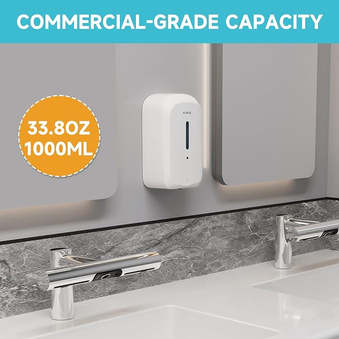 AIKE GentleAir Warm Hand Dryer& Automatic Soap Dispenser, Model AK2637 & AK1226S White