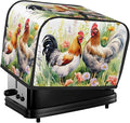 Watercolor Chicken Rooster Floral Toaster Cover 2 Slice Long Slot, Bread Maker Cover Washable Dust Protection Kitchen Small Appliance Toaster Oven Cover for 2 Slice