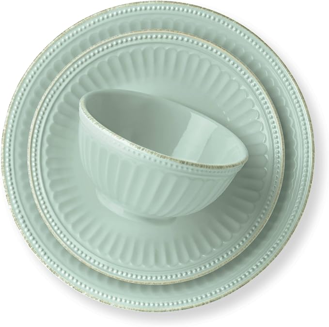 Lenox French Perle Groove Dinnerware, Stoneware, 12-Piece Plate Setting