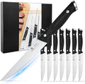 imarku Japanese Steak Knives, Steak Knives Set of 8,Stainless Steel Serrated Steak Knife,Steak Knife with Pakkawood Ergonomic Handle,Gift for Men and Women