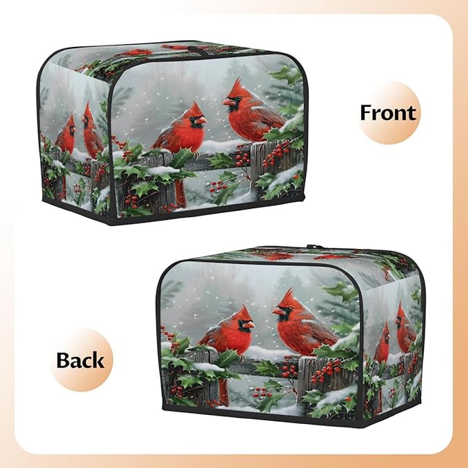 Winter Tree Cardinal Toaster Cover 4 Slice Dust and Fingerprint Protection Toaster Bread Maker Covers Washable Kitchen Small Appliance Covers for Kitchen Accessories Decor Bakeware Women Gift