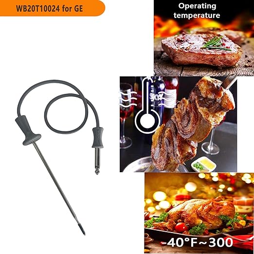 Compatible with GE Oven Meat Probe WB20T10024 & WB20X5050 21-Inch Extended Replacement Probe Food Grade Silicone Stainless Steel Direct Fit Accessory to Restore Oven Temperature Function