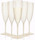WDF 36-Pack Plastic Champagne Flutes - Gold Glitter Champagne Glasses Disposable - Perfect for Wedding/Birthday/Bridal Shower/Baby Shower/Graduation