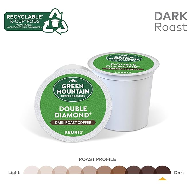 Green Mountain Coffee Roasters Double Diamond, Single-Serve Keurig K-Cup Pods, Dark Roast Coffee Pods, 72 Count