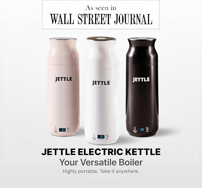Jettle Electric Kettle - Travel Portable Heater for Coffee Tea Milk Soup - Stainless Steel Travel Water Boiler tea pot with Temperature Control - LED - Automatic Power Off - 450ml - Kitchen Appliance