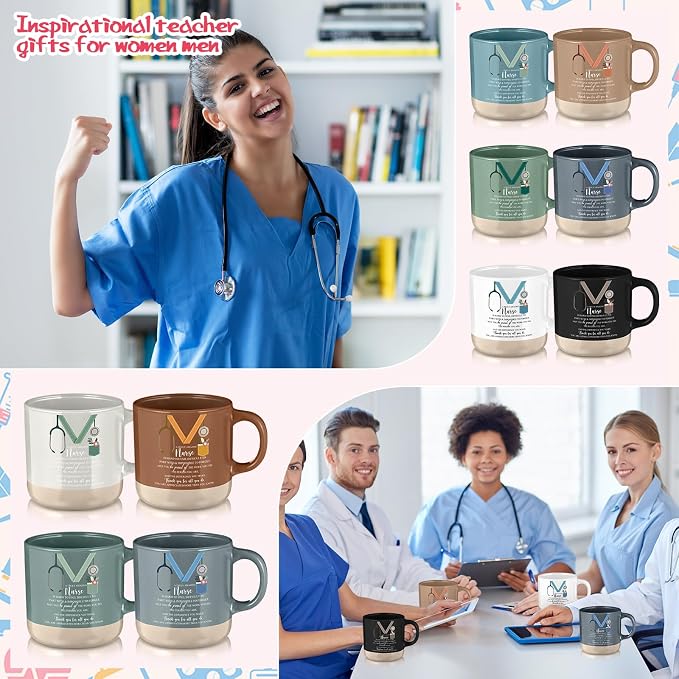 Didaey 10 Pcs Nephrology Nurses Week Gift 2026 Bulk Thank You Mugs Inspirational Ceramic Coffee Mugs 13 oz Appreciation Cups Back to School Gift for Nursing School Teacher Student Staff, 10 Colors