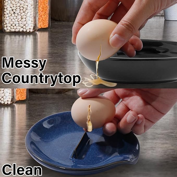 Spoon Holder, Spoon Rest for Kitchen,Ceramic Spoon Holder for Stove Top, Cooking Spoon Holder,Heat Resistant Utensil Rest for Countertop, Blue