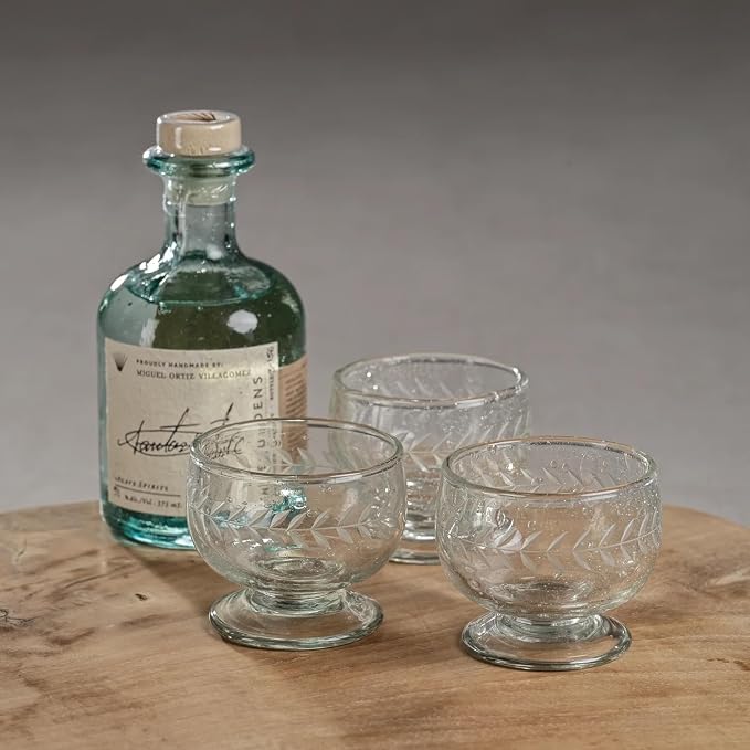 Zodax Tuscan Handmade Etched Glass - Sets of 6 (Mezcal)