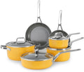 10-Piece Yellow Ceramic Nonstick Cookware Set, Pots and Pans with Glass Lids & Anti-Scald Handles, Non-Toxic PFAS Free, Dishwasher & Oven Safe up to 480°F, Induction & All Stoves Ready