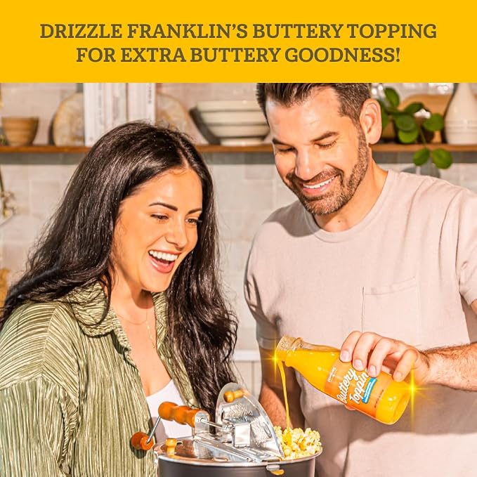 Franklin's Gourmet Popcorn - Movie Night Bundles - Stovepop Popcorn Maker, 28 oz Classic Popcorn Kernels, 19 oz Butter Flavored Salt, 30 oz Butter Flavored Coconut Oil