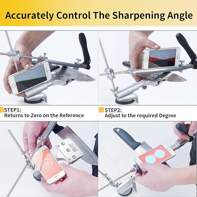 CWOVRS Knife Sharpening System, RX-008 Professional Knife Sharpener, 360° Flip Rotation, Upgraded Metal Fixed Angled Knife Sharpener Kit, Kitchen Chef Knife Sharpening Kit,12 Stones Kit