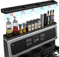 Foeacry Magnetic Stove Top Shelf 30 Inch - Heat Resistant Silicone Over the Stove Shelf Spice Rack Organizer - 3 Functional Partitions Kitchen Organization and Storage for Spices, Oils & Gadgets