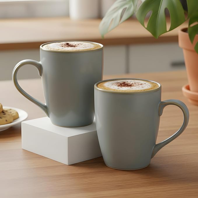 Servo Best Grey Coffee Mugs 12 oz, Set of 6 Grey Radiant Ceramic Mugs - Lead & Toxic Free, Dishwasher & Microwave Safe, Perfect for Home & Office Use
