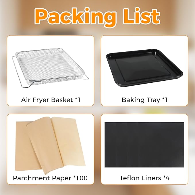 Air Fryer Accessories for Ninja DCT451 Air Fryer Oven, Baking Set with Air Fryer Basket Baking Pan Parchment Paper Disposable Airfryer Liner for Ninja DCT601 Oven