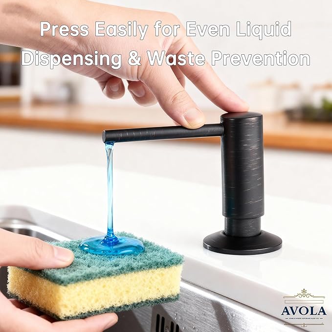 Avola Bronze Deck Mounted Lotion or Soap Dispenser for Kitchen Sink, Brass Pump Liquid Lotion Countertop Kitchen Sink Soap Dispensers with 47" Extension Tube Kit&17 OZ PET Bottle,Oil Rubber Bronze