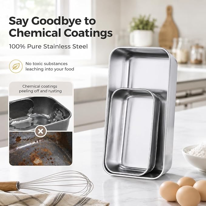 LIANYU Bread Pans Set, 16 Pack Stainless Steel Bread Loaf Pans for Baking, 9x5 Inch and 6.3x3.5 Inch Small Loaf Pans for Homemade Bread Brownies Cake, Oven Safe & Dishwasher Safe, 8 Medium+8 Small