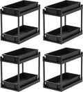 IRIS USA Under Sink Organizer, 4 Pack, Bathroom Organizers and Storage, Pull Out Under Cabinet Kitchen Shelf Pantry Under Counter, Cleaning Supplies, Vertical Spice Rack Slide Out Drawer, Easy Install