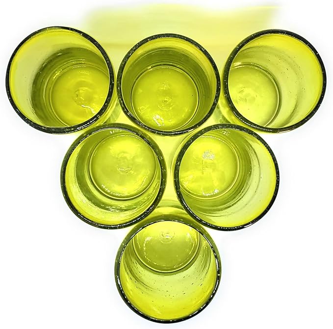 Solid Yellow 14 oz Drinking Glasses (set of 6), Recycled Glass, Lead-free, Toxin-Free (14oz Drinking)