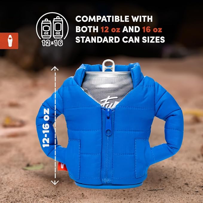 Puffin - The Puffy Jacket - Insulated 12 oz Can Cooler I Beer Bottle & Soda Can Insulator, Keep Drinks and Beverages Cold - Varsity Blue