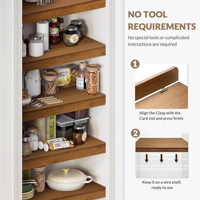 Gashell Wire Shelf Covers, Bamboo Wire Rack Covers for Pantry, Closet (4pcs, 38" W x 16" D)