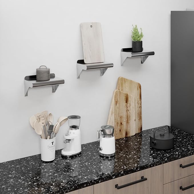 AmGood 6 in. x 10 in. Stainless Steel Wall Shelf | NSF Certified | Appliance & Equipment Metal Shelving | Kitchen, Restaurant, Garage, Laundry, Utility Room